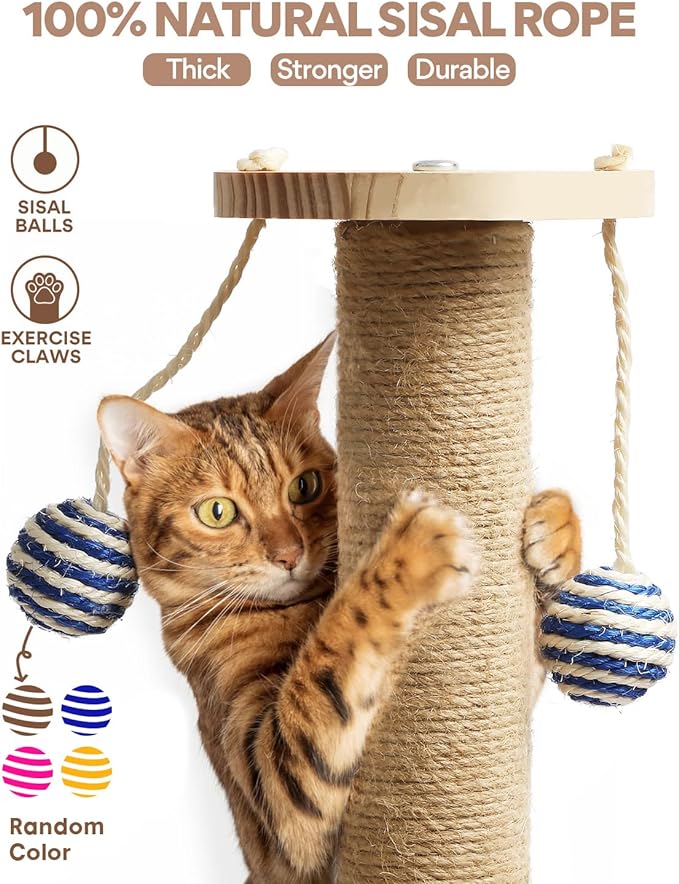Woochpet 35" Tall Cat Scratching Post With Sisal Hanging